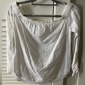 Tramp off the shoulder white top